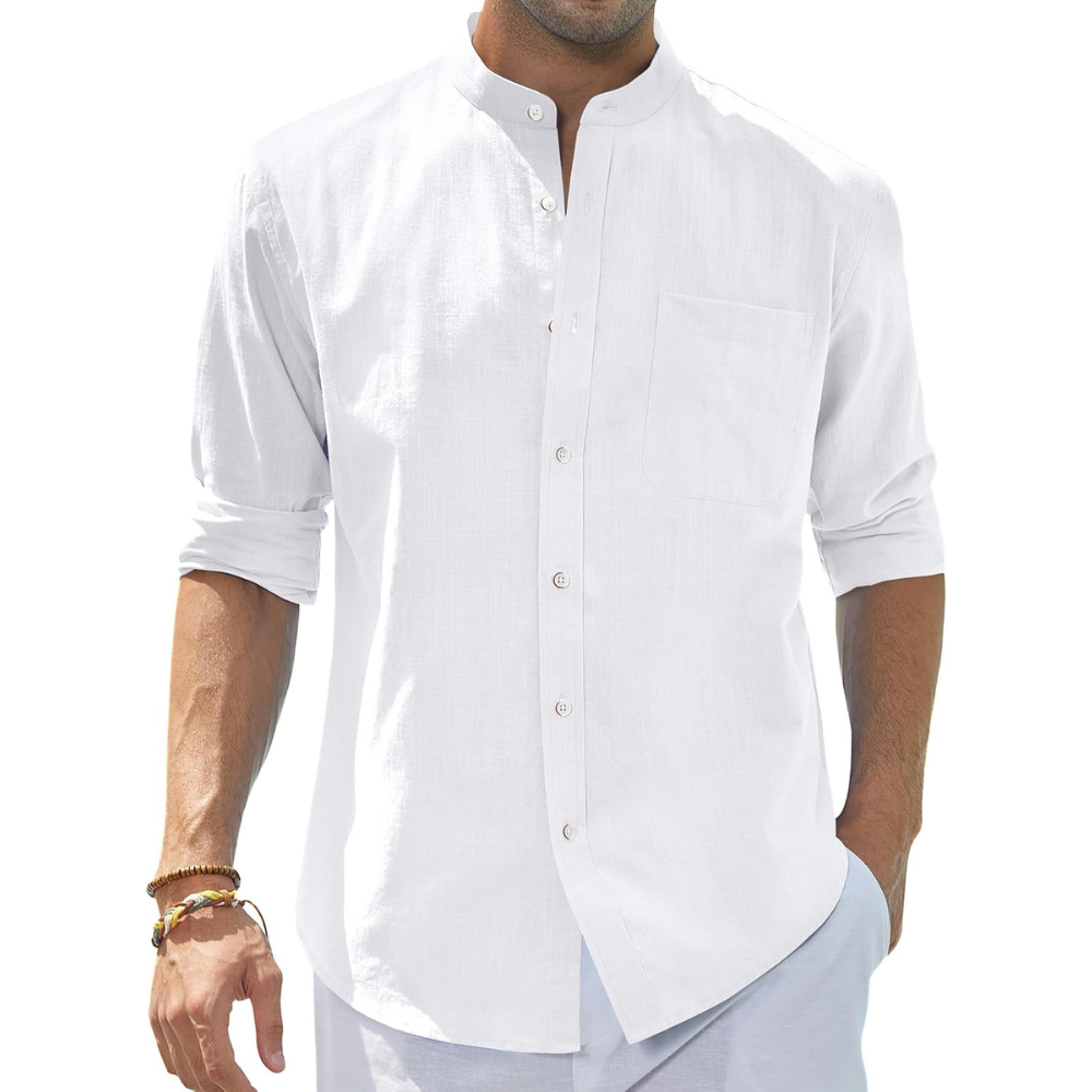 Casual Button Down Linen Shirt for Men