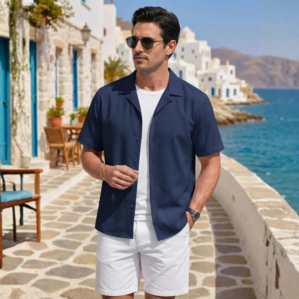 Lightweight Textured Beach Shirt For Summer