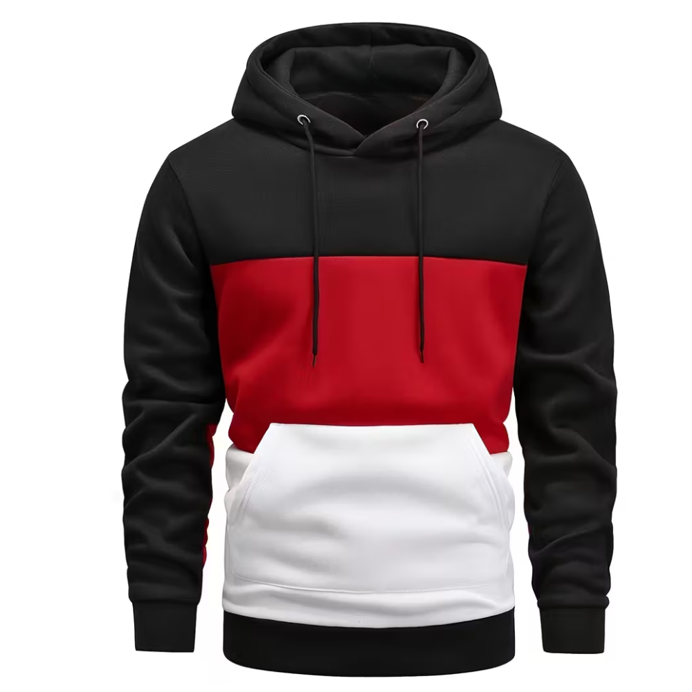 Casual Color Block Pullover Hoodie With Kangaroo Pocket For Men