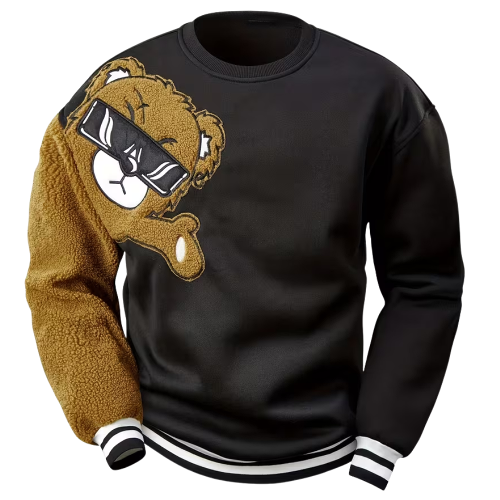 Casual Polyester Teddy Bear Sweatshirt For Men