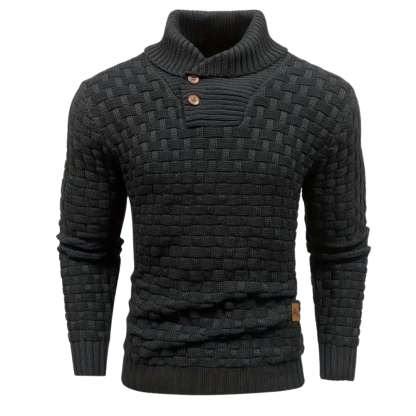 Casual Waffle Knit Lapel Button Sweater For Men