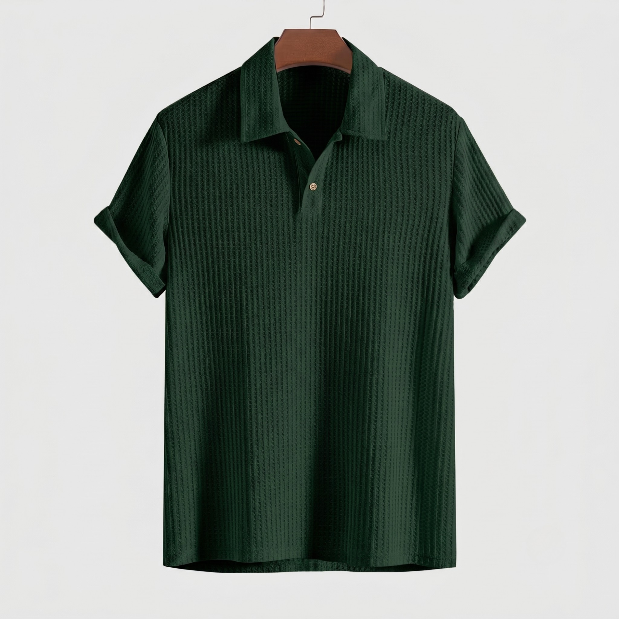 Plain Jacquard Knit Polo Shirt Regular Fit