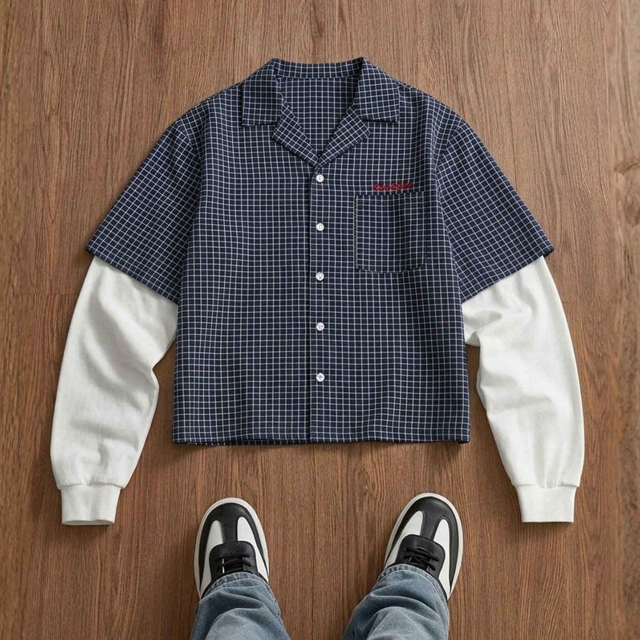 Casual Plaid Patchwork Button Up Shirt For Men