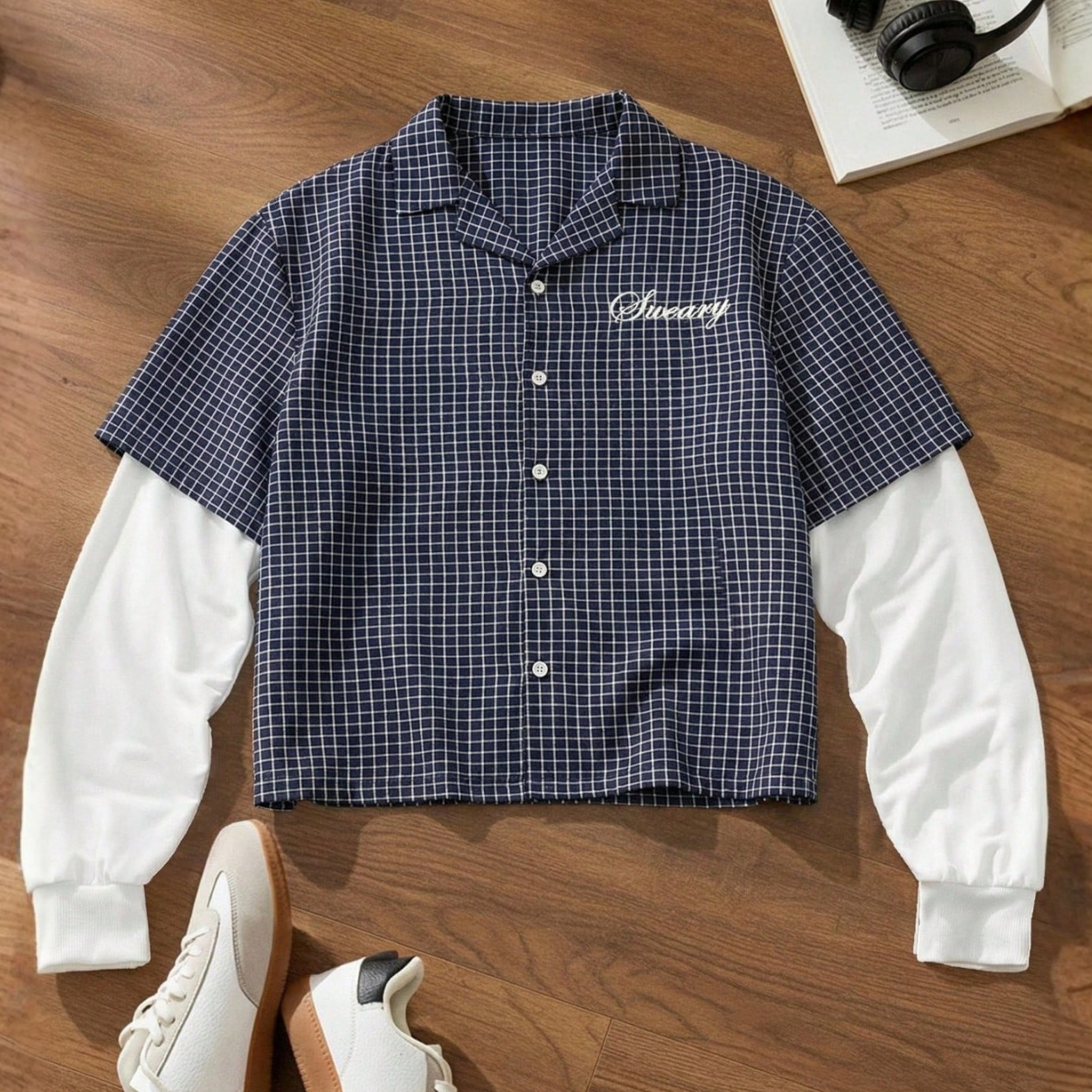 Casual Plaid Patchwork Button Up Shirt For Men