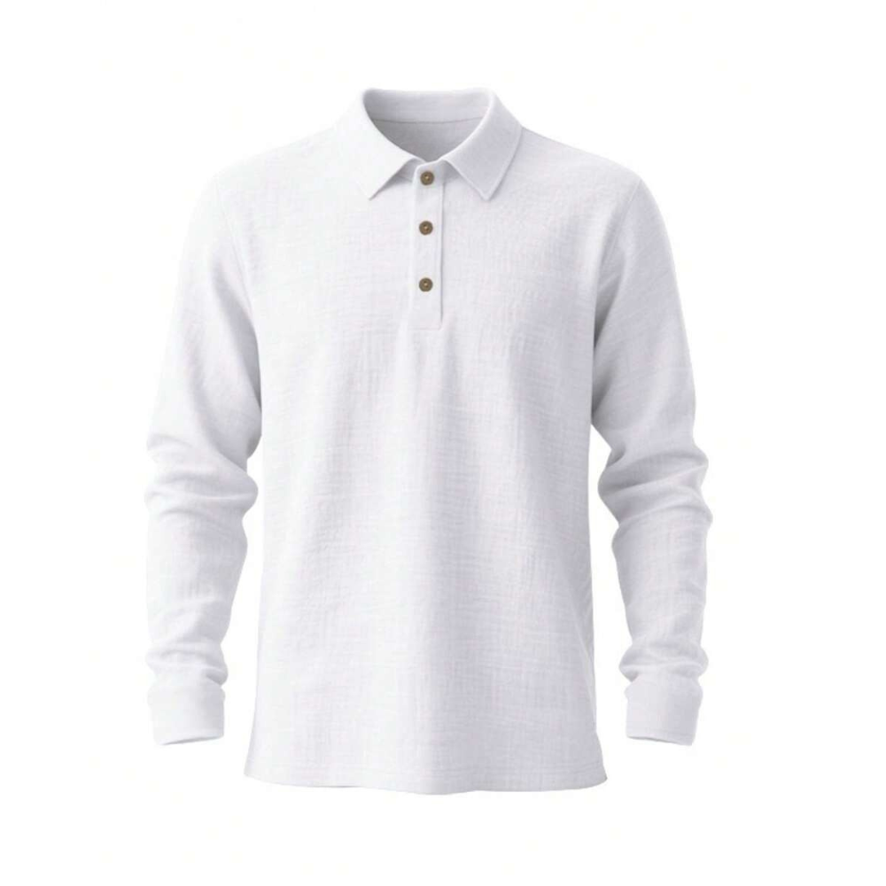 Linen Long Sleeve Polo Shirt For Spring