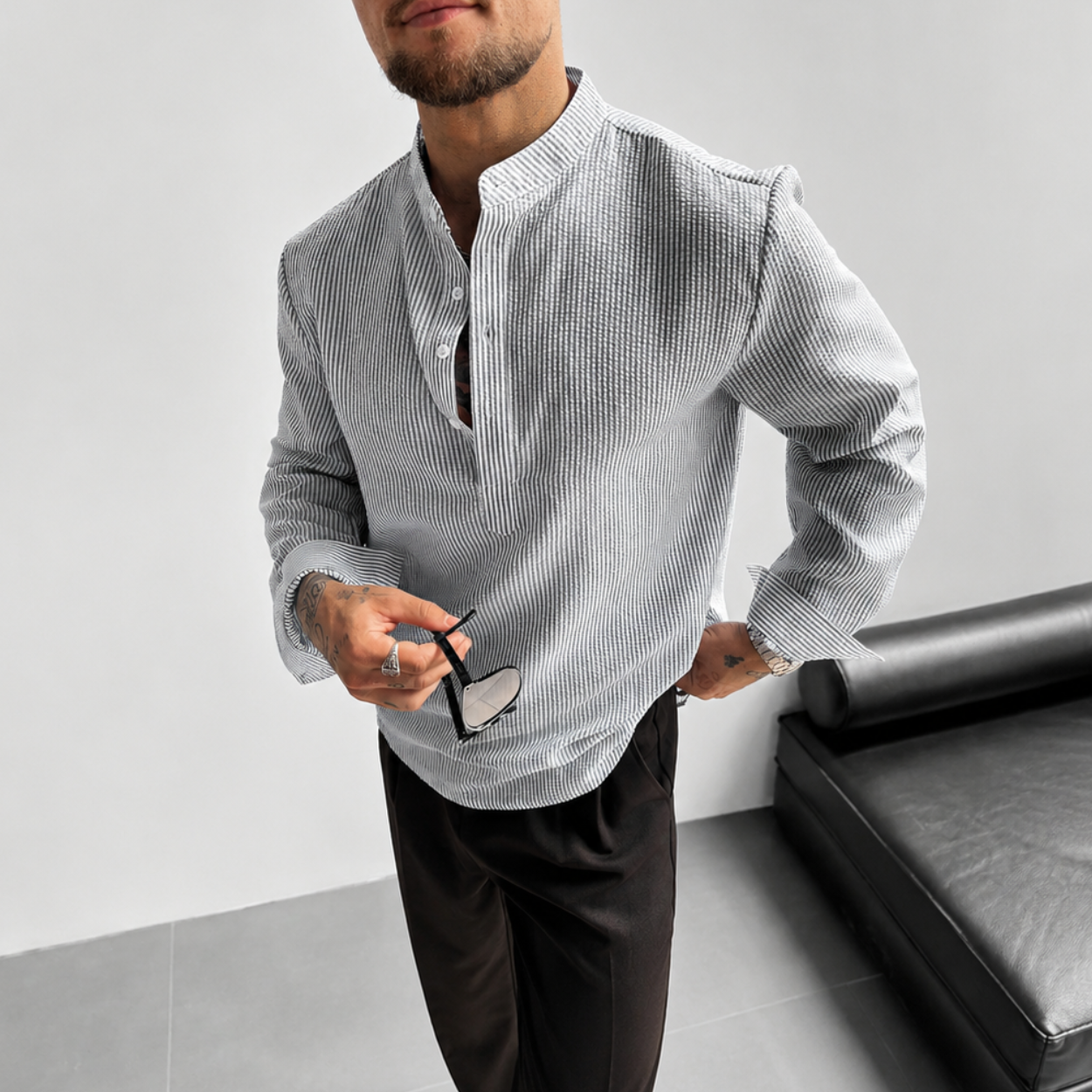 Loose Casual Linen Long Sleeve Shirt For Men