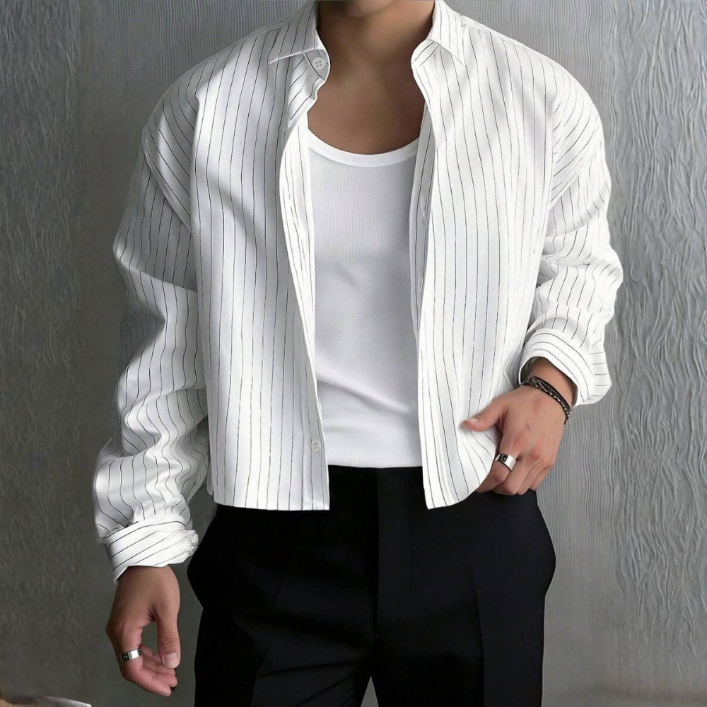 Vertical Striped Long Sleeve Casual Shirt For Men