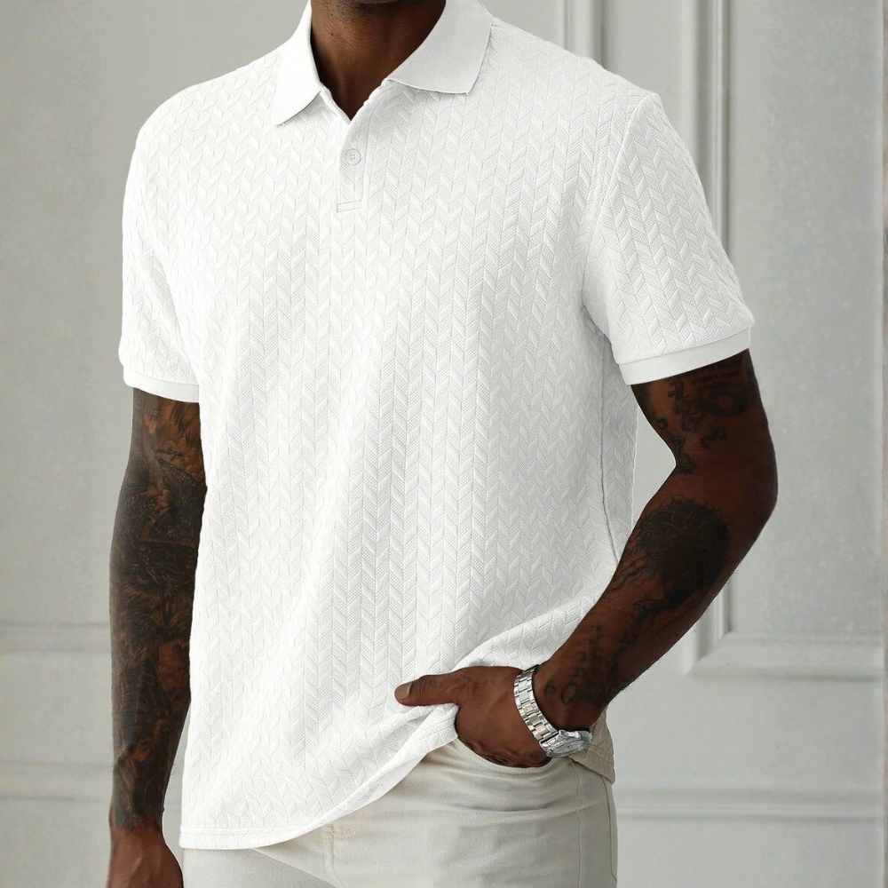 Textured Short Sleeve Polo Shirt For Men