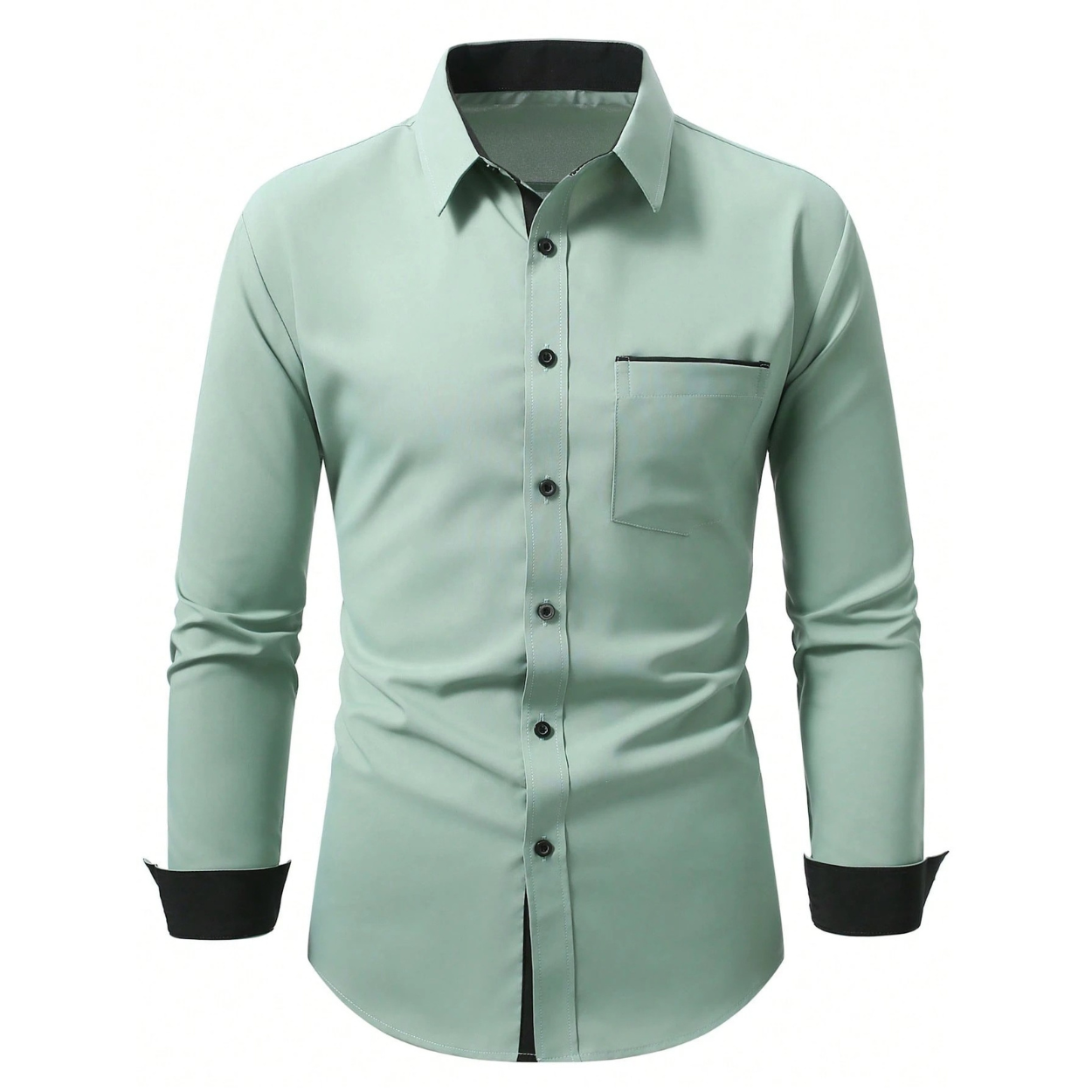 Long Sleeve Casual Formal Shirt With Contrast Design For Men