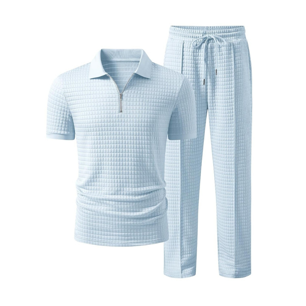 Casual Loungewear Pants Polo Tshirt Set For Men