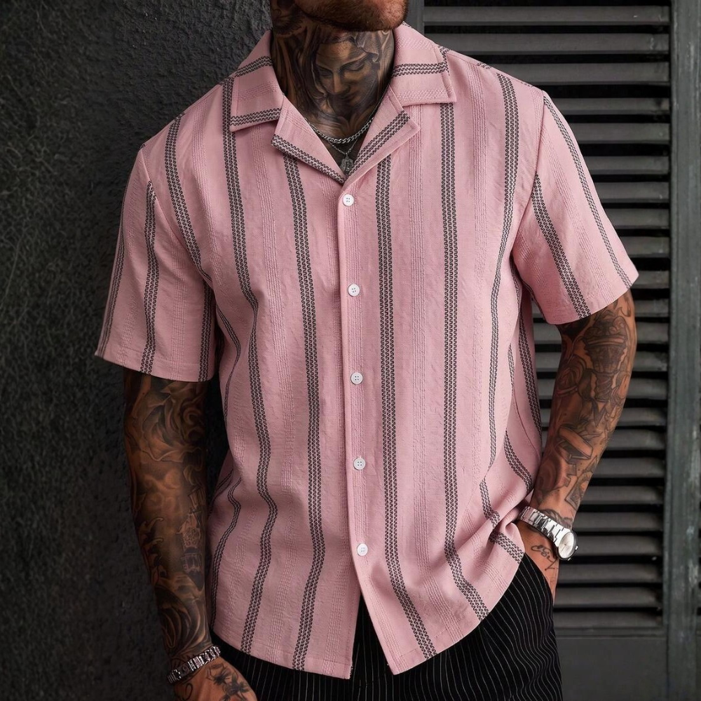 Casual Knit Jacquard Versatile Loose Shirt For Men