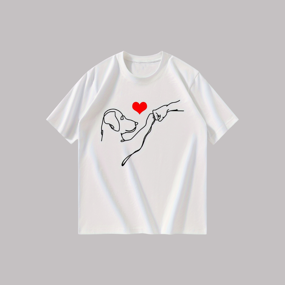 Casual And Versatile Short Sleeve Dog Printed T Shirt