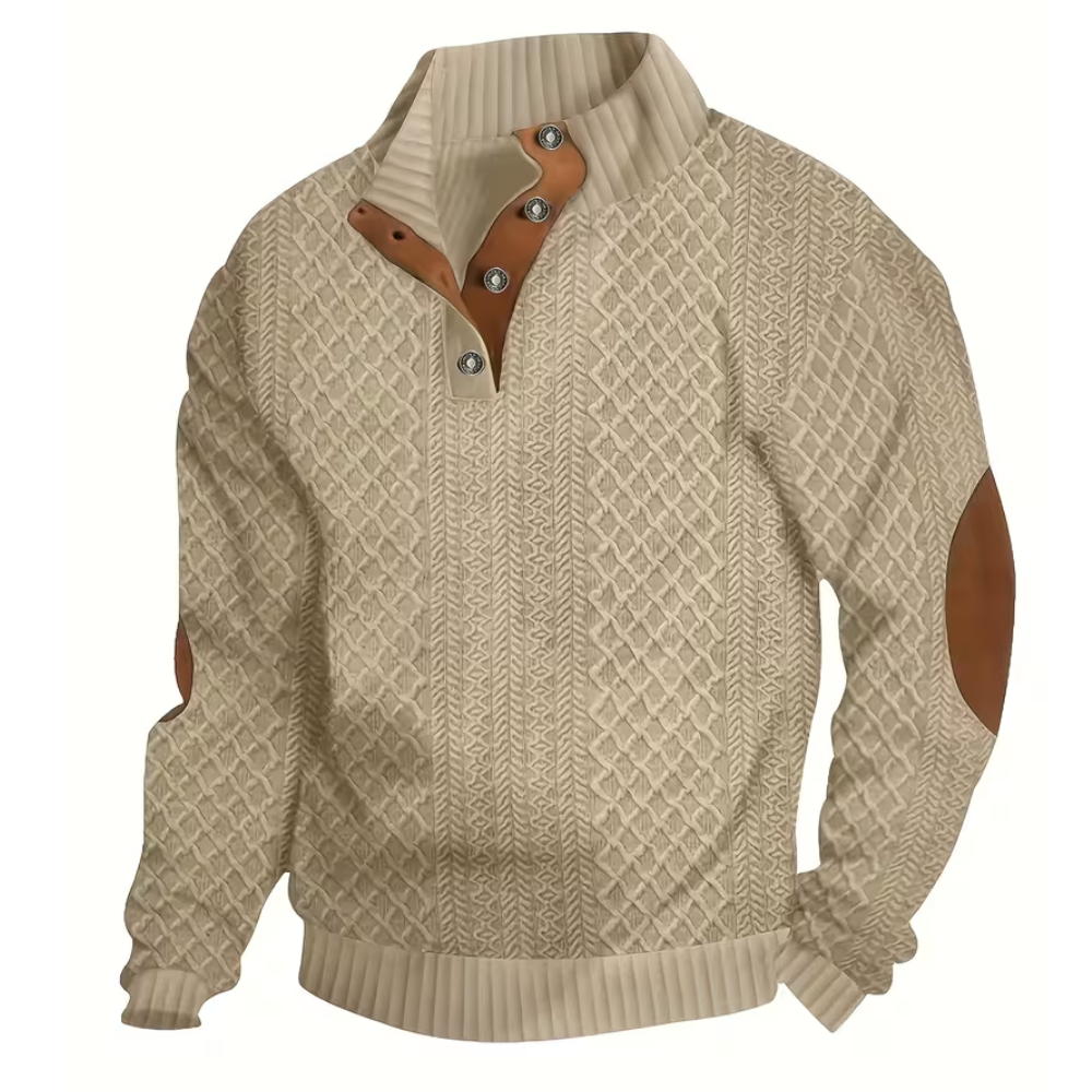 Casual Button Up Stand Collar Long Sleeve Outdoor Henley Shirt For Men