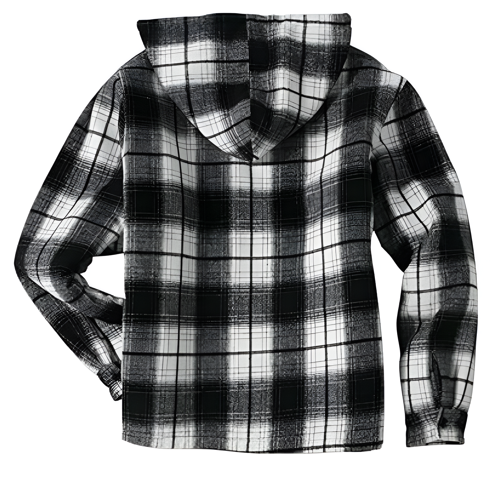 Plaid Sherpa Lined Hooded Flannel Jacket for Men