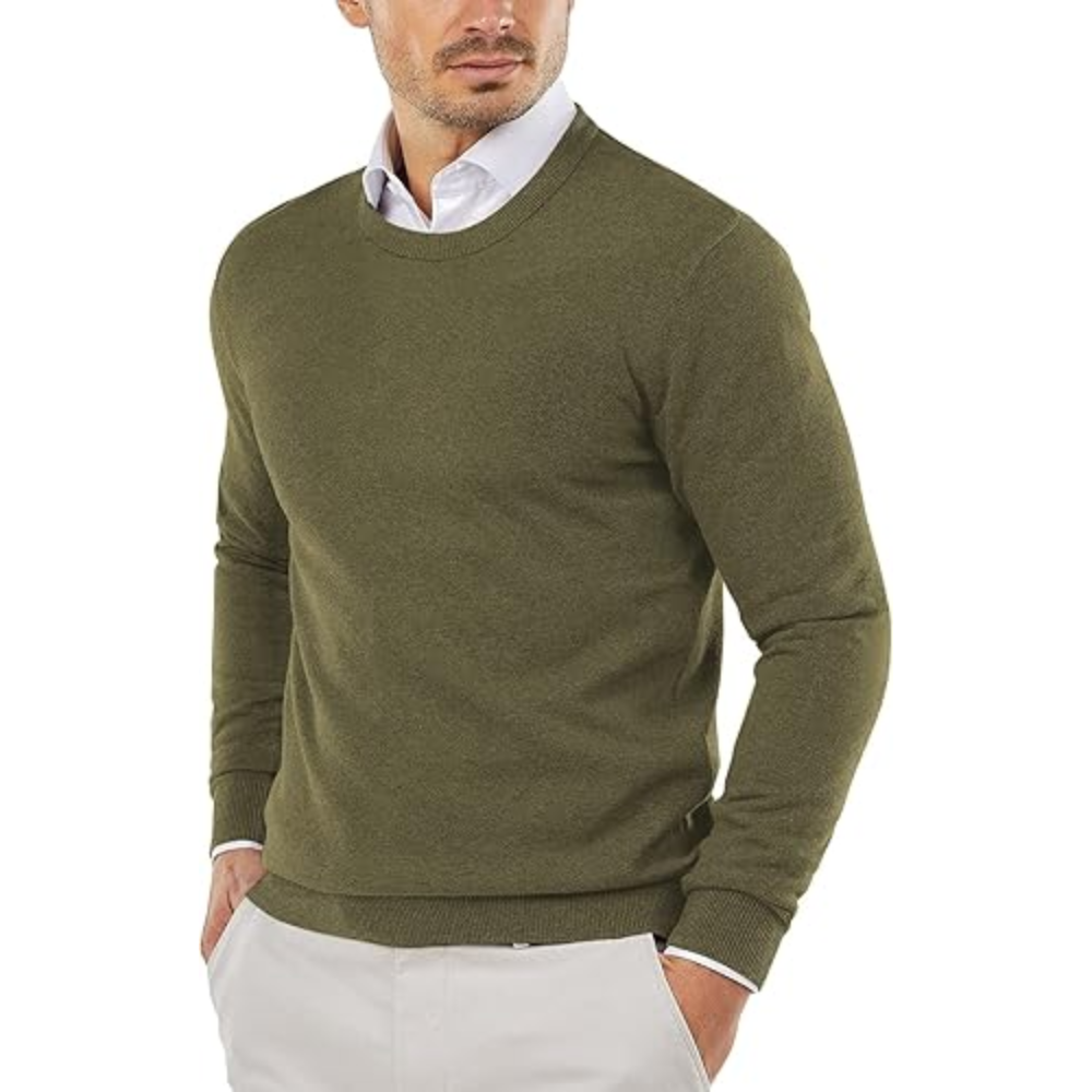 Men's Crew Neck Sweater Slim Fit Lightweight Sweatshirts Knitted Pullover for Casual Or Dressy Wear