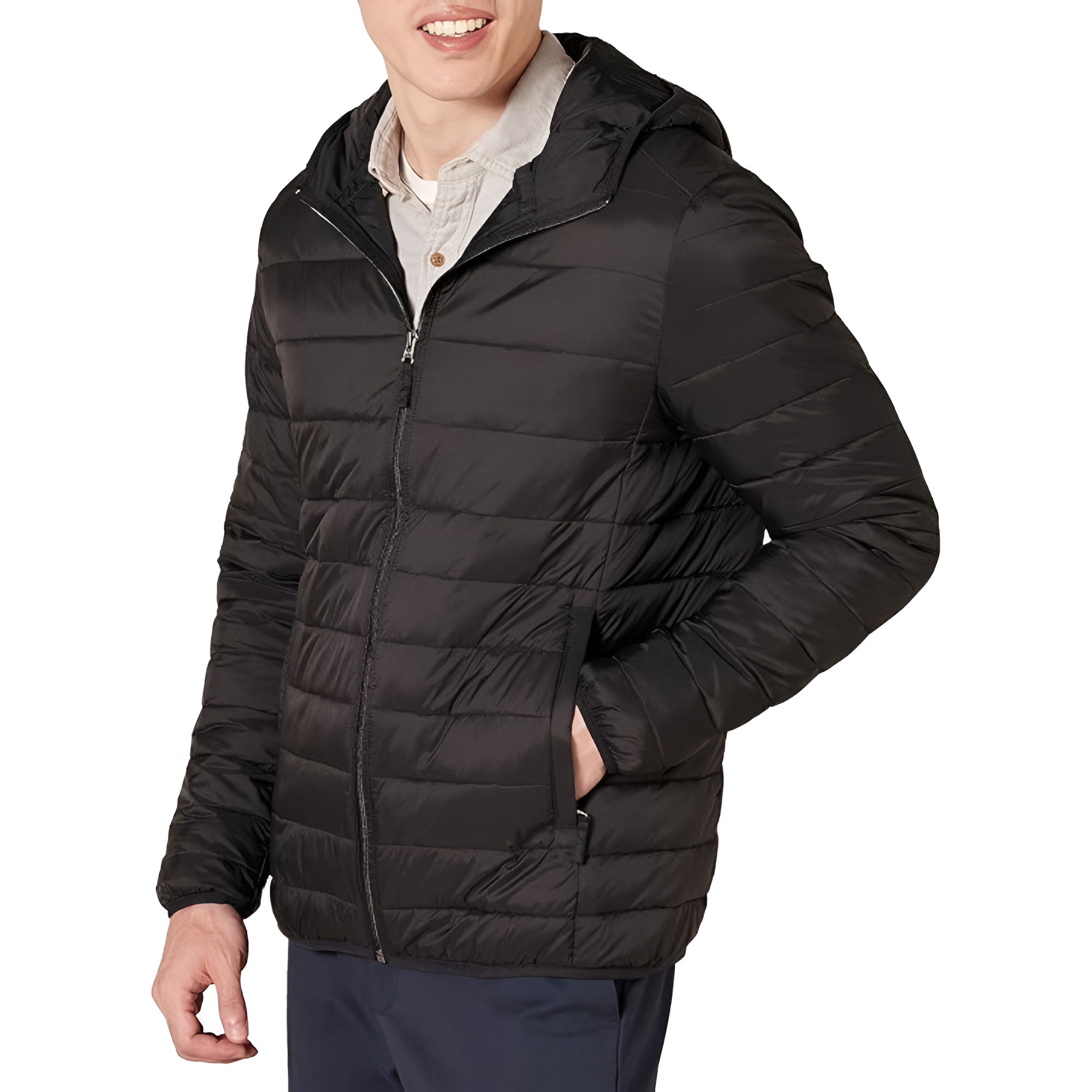 Men's Lightweight Water-Resistant Packable Hooded Puffer Jacket 