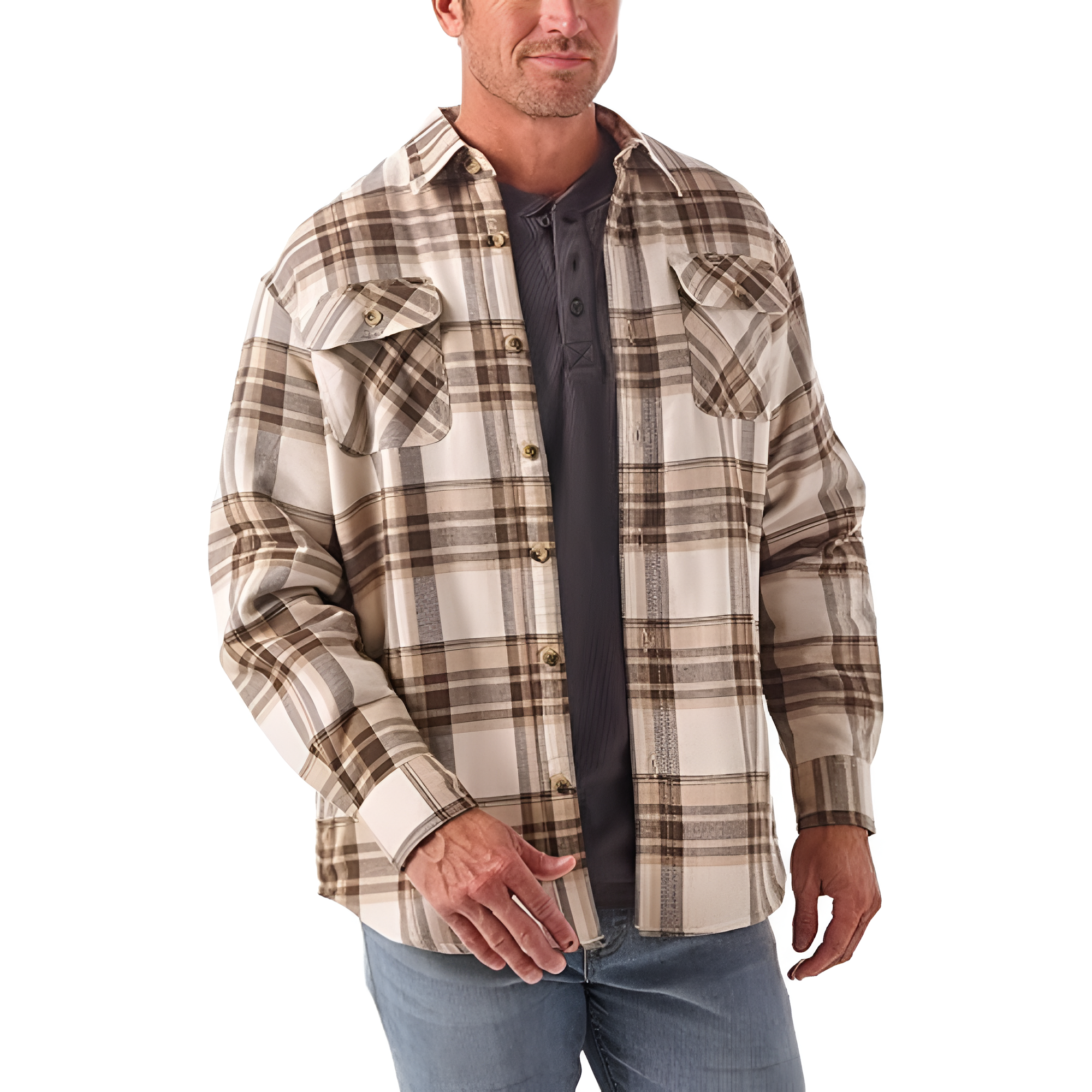 Mens Long Sleeve Sherpa Lined Shirt Jacket