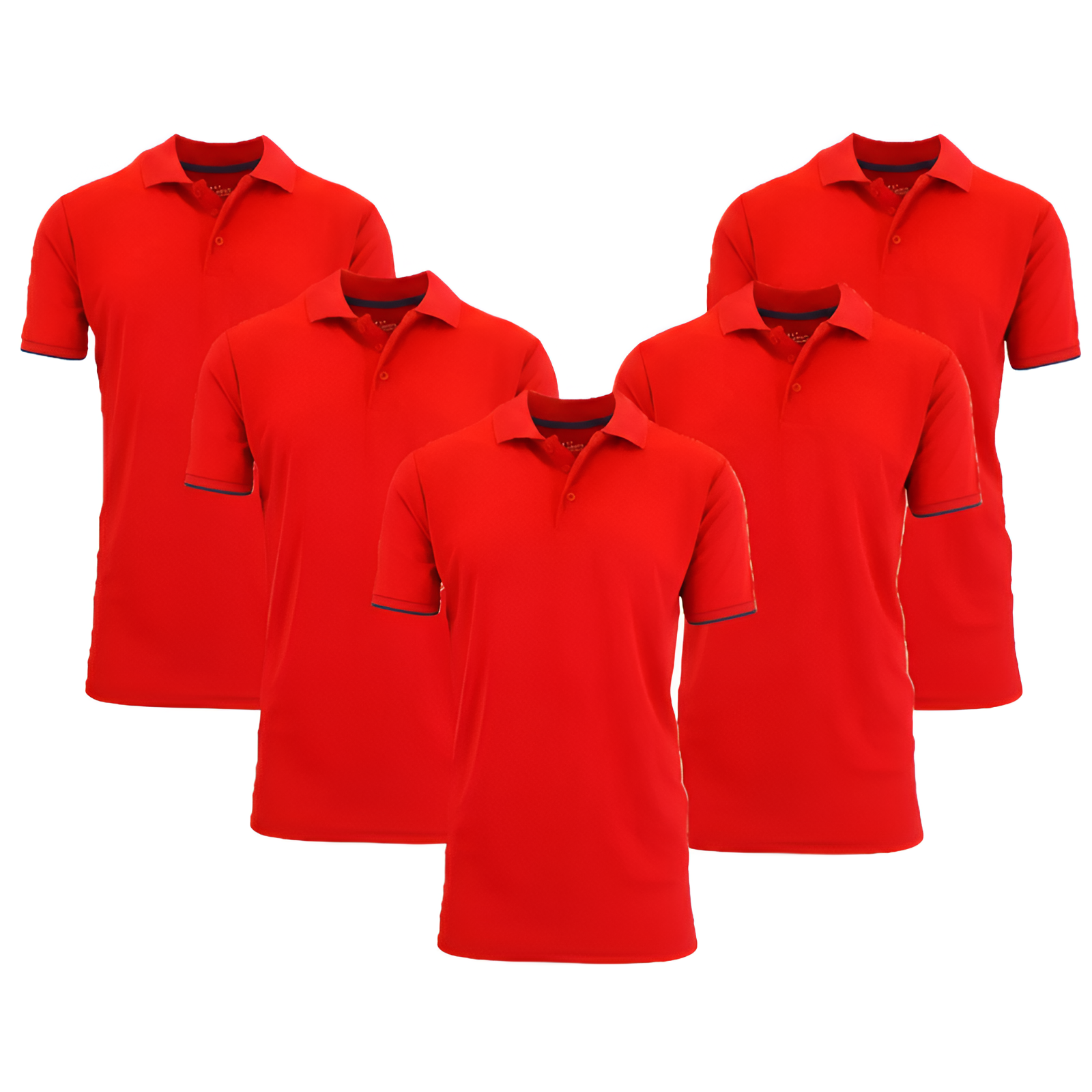 Pack Of 5 Dry Fit Moisture Wicking Polo T Shirts With Ribbed Sleeve For Men