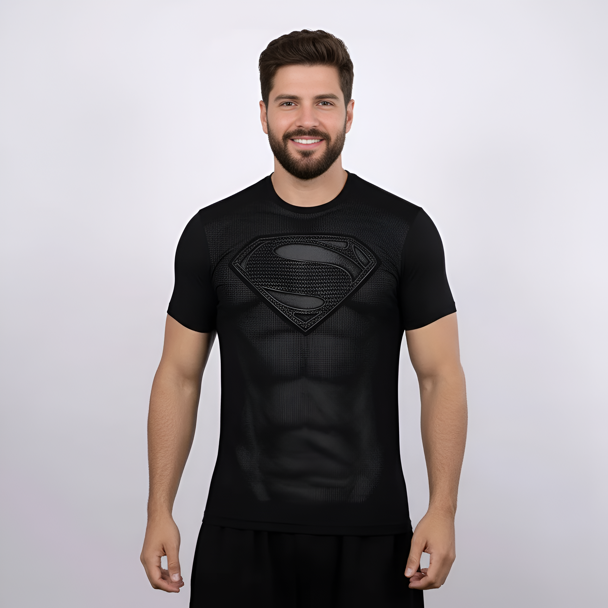 Superhero Design Compression Shirt Set For Gym And Training