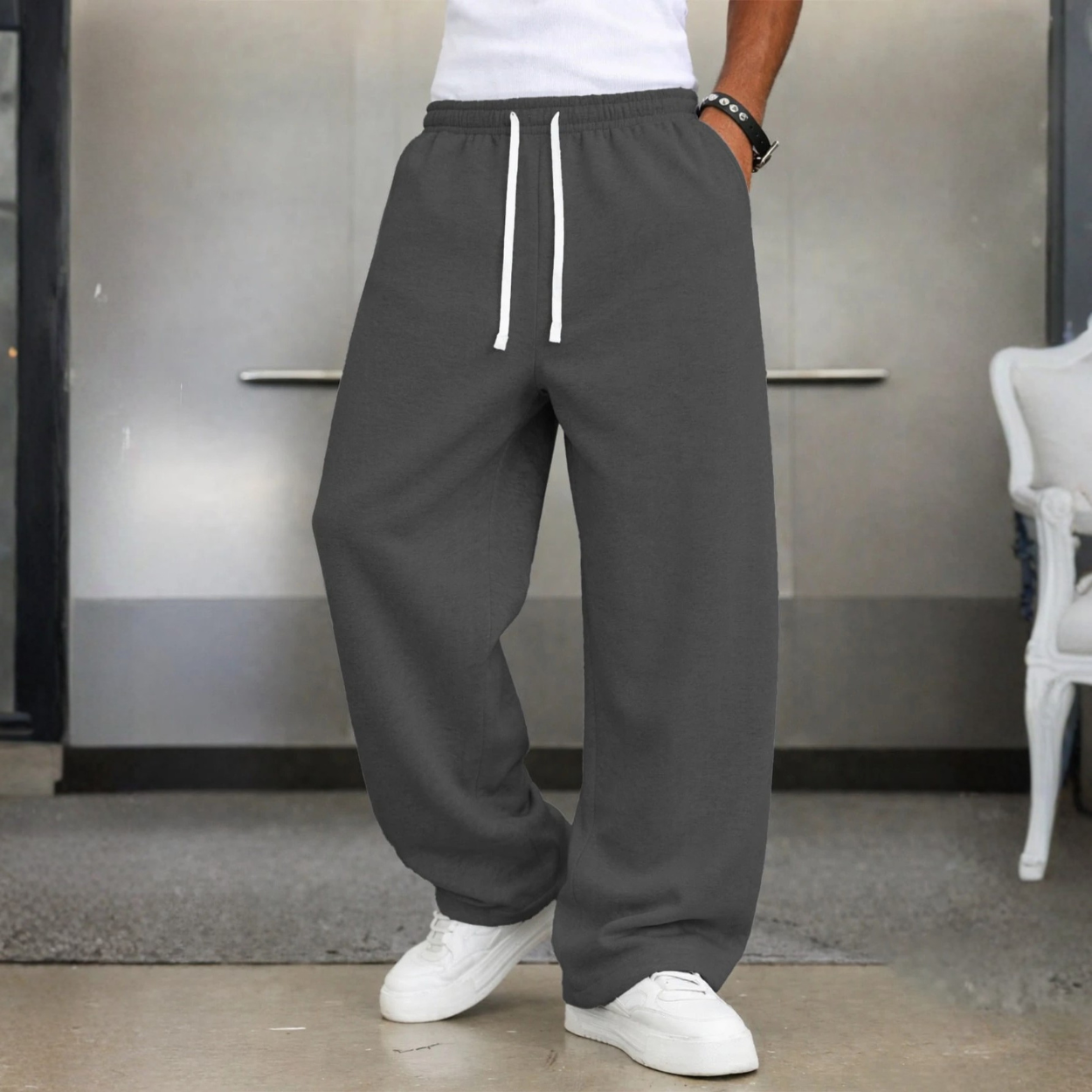Loose Casual Wide Lounge Pants With Drawstring For Men