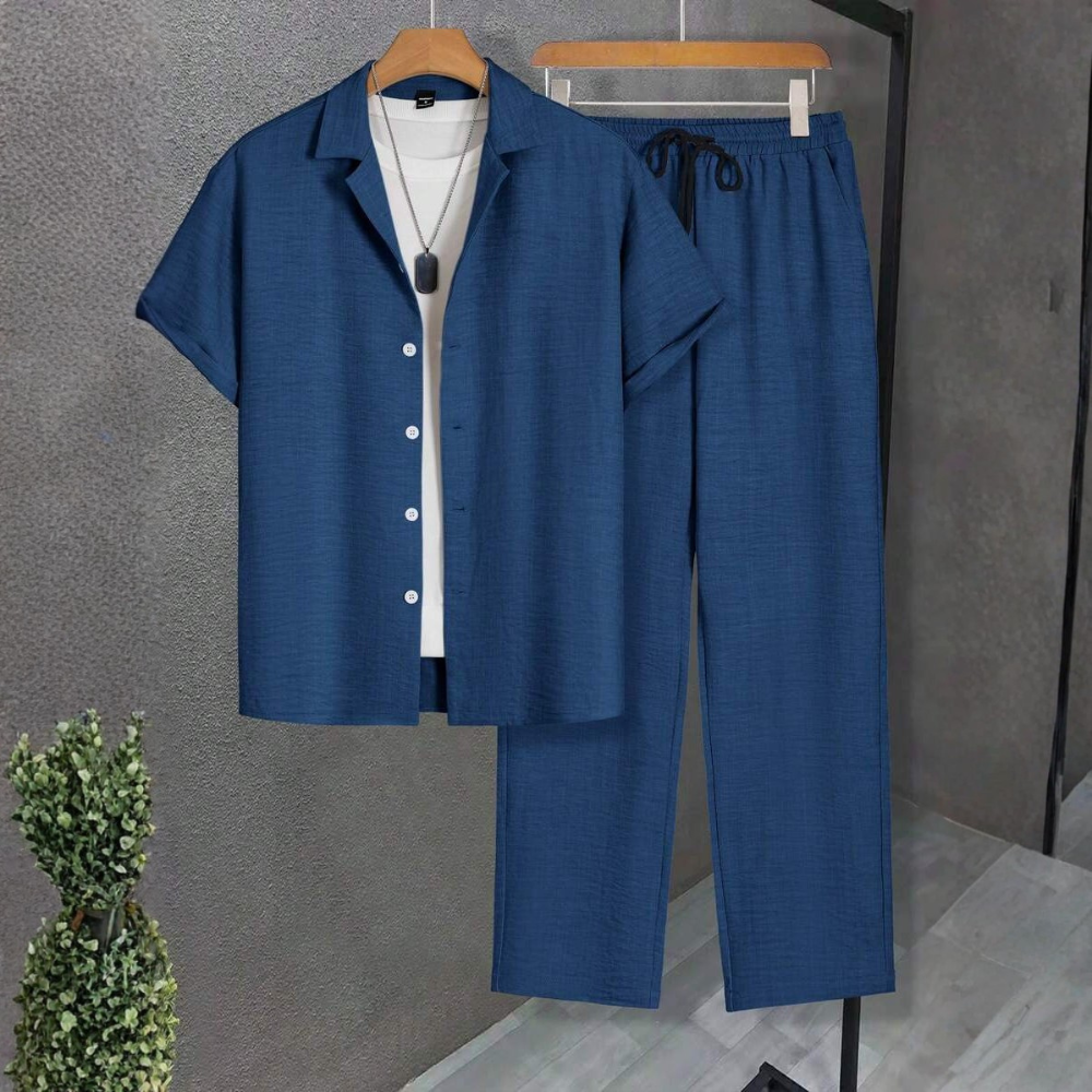 Short Sleeve Shirt And Long Pants Set For Men