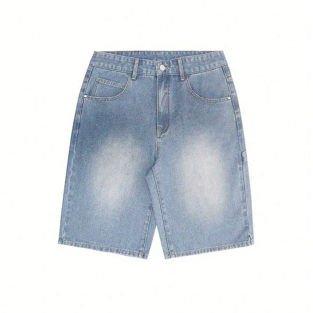 Emo Style Loose Fit Denim Bermuda Shorts For Men