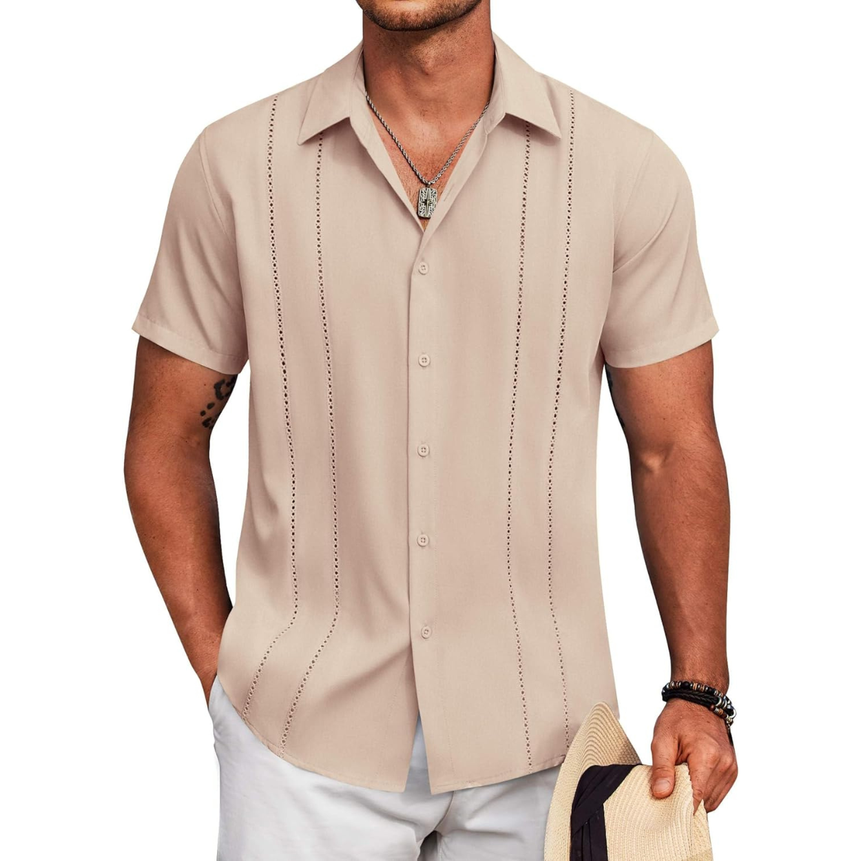 Summer Beach Guayabera Button Down Shirt