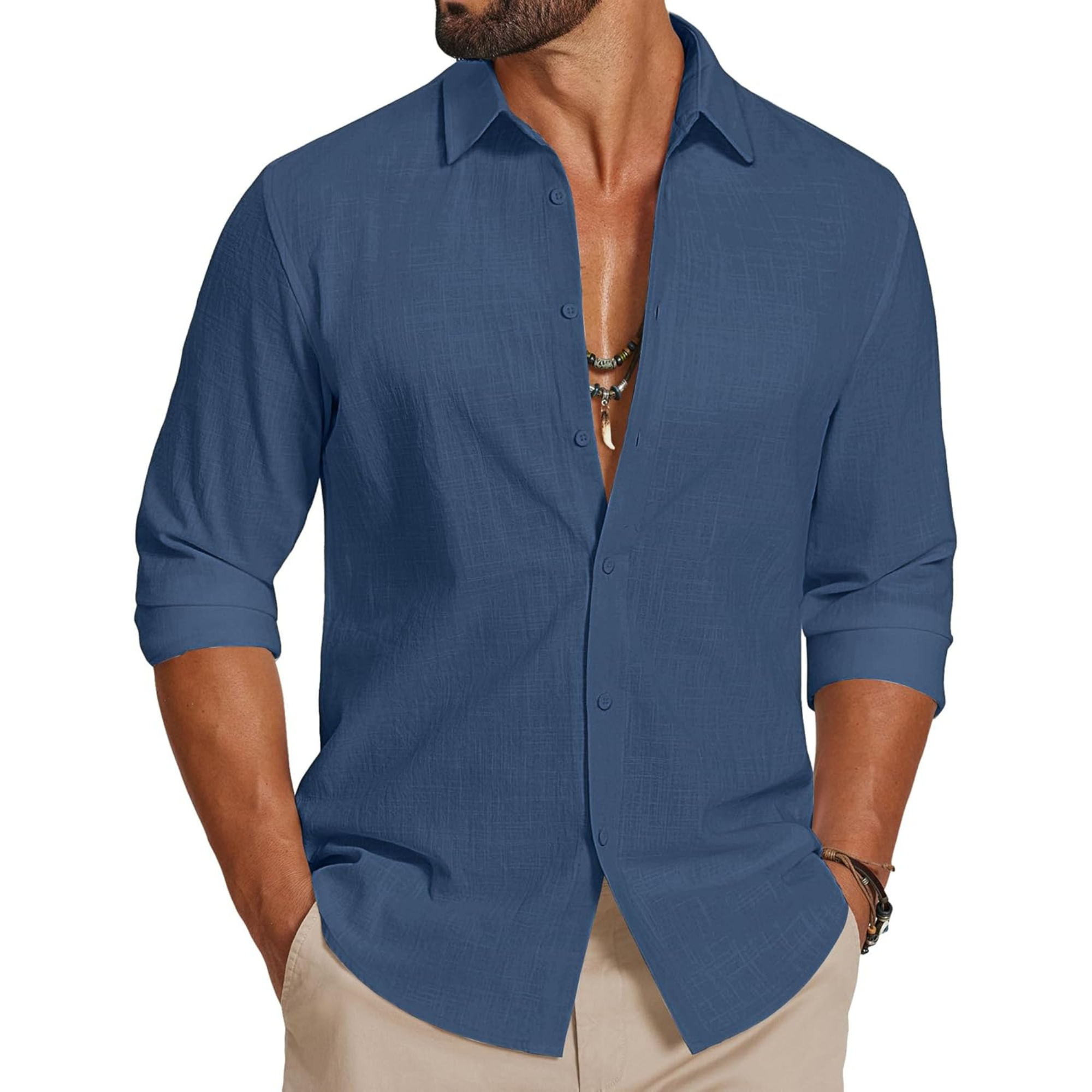 Long Sleeve Casual Linen Cotton Shirt