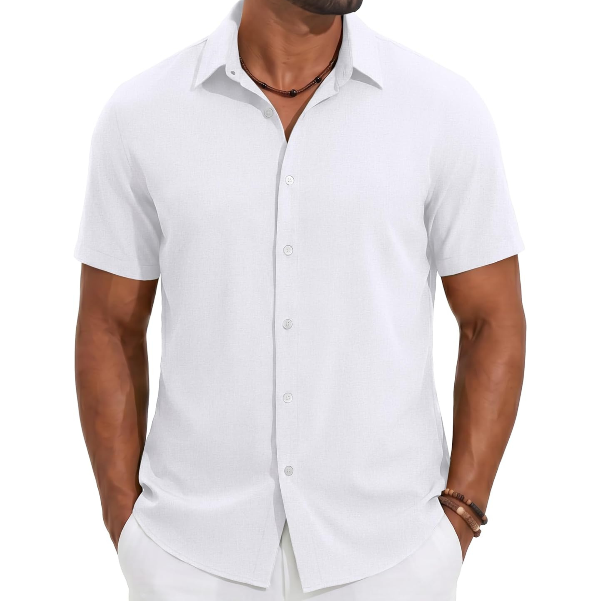 Casual Lightweight Linen Beach Button Down Summer Shirt