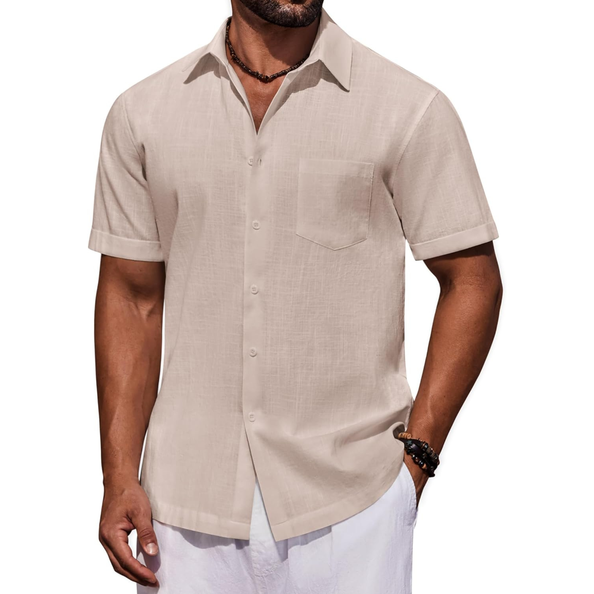 Casual Cotton Linen Summer Beach Button Shirts