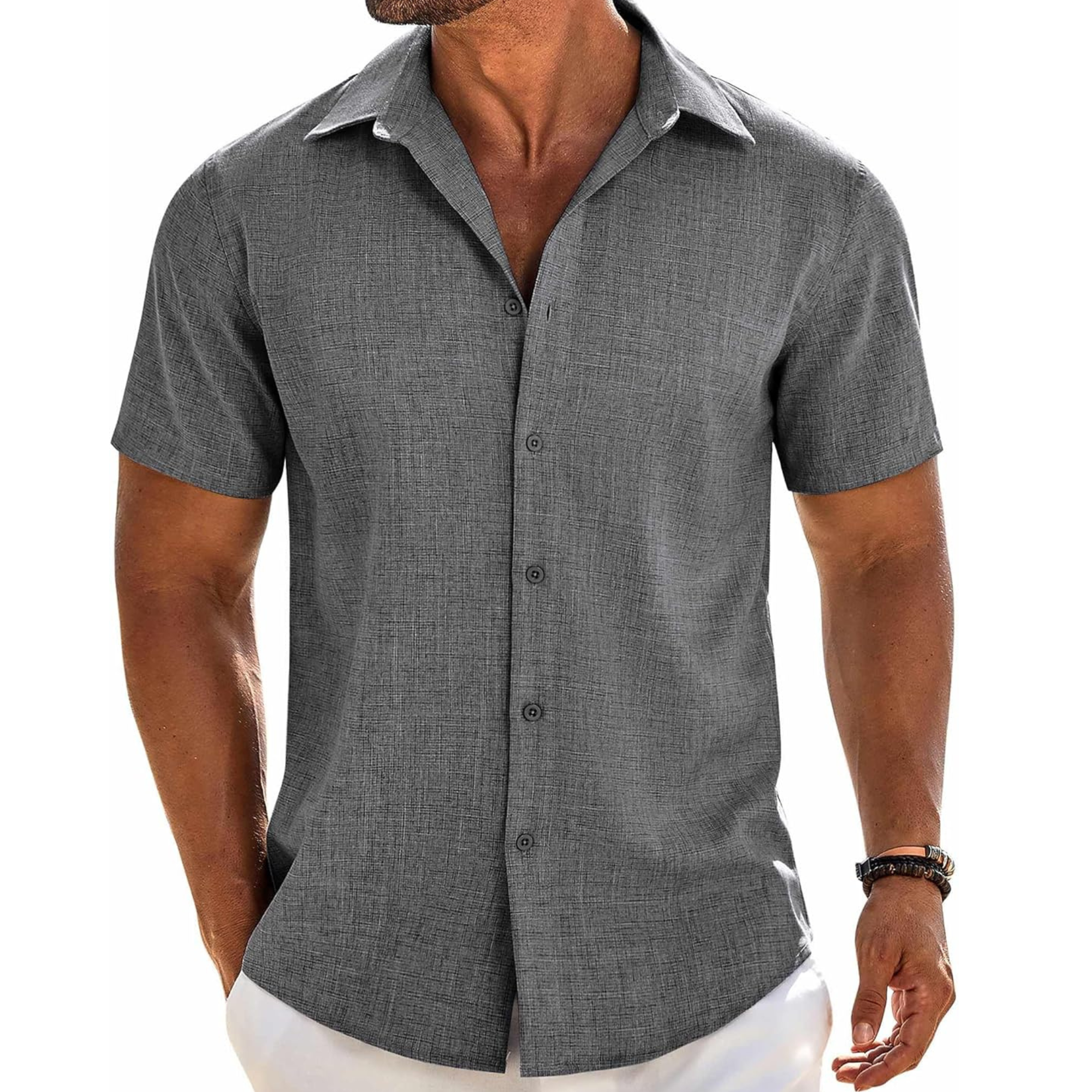 Casual Button Down Linen Summer Beach Shirt