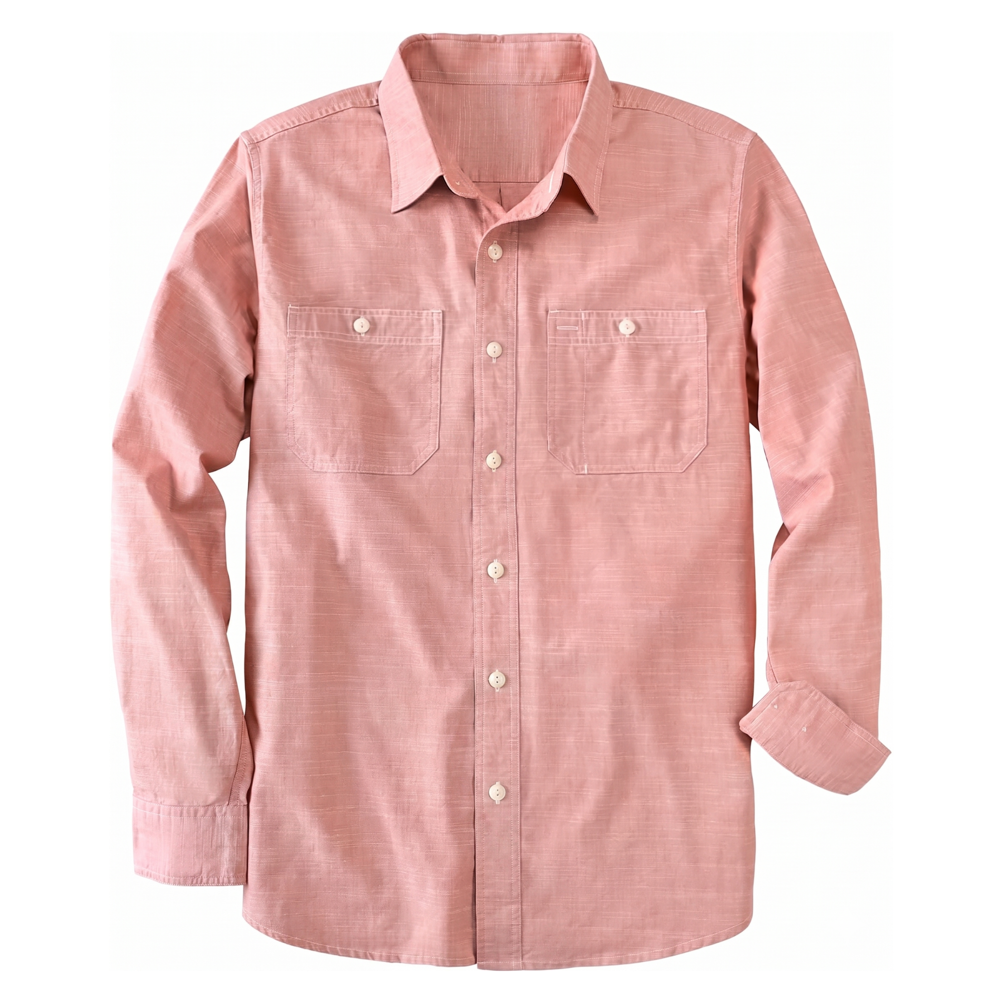 Cotton Chambray Button Up Work Shirt Regular Fit