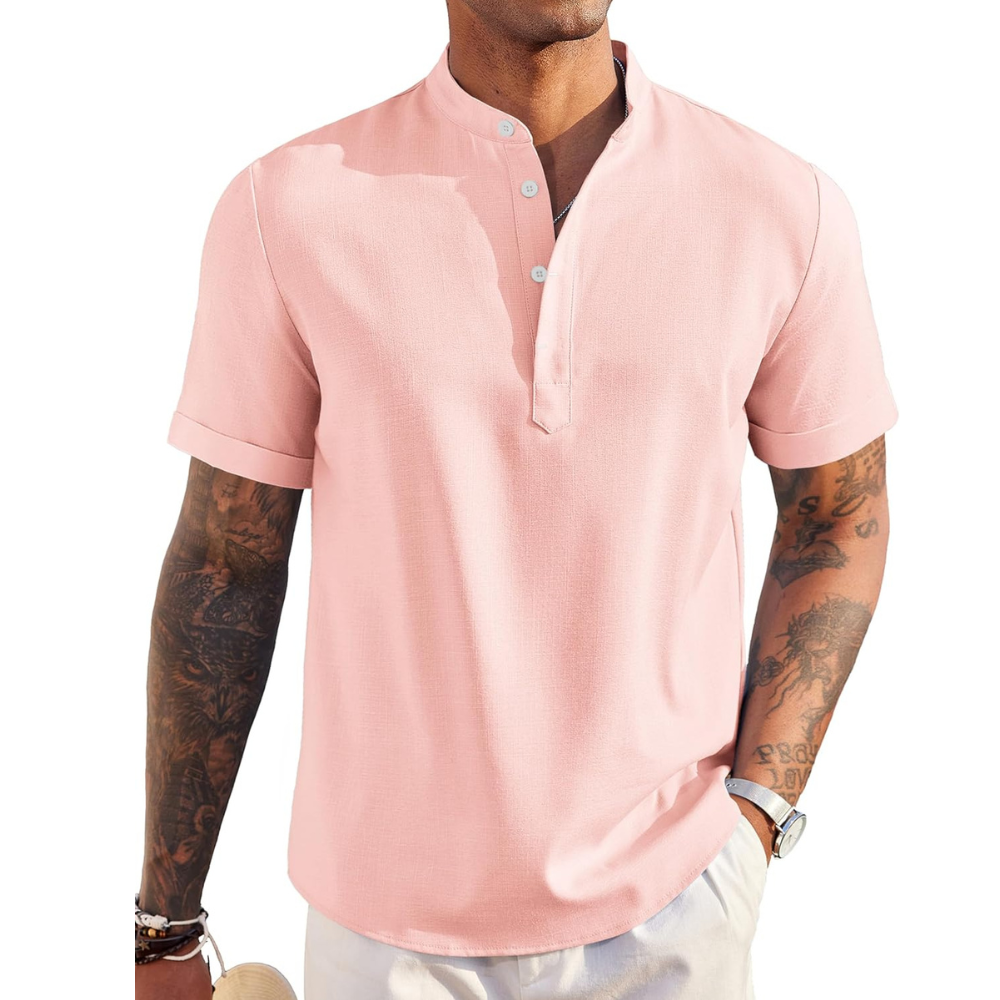 Linen Henley Shirt Casual Summer Beach T Shirts