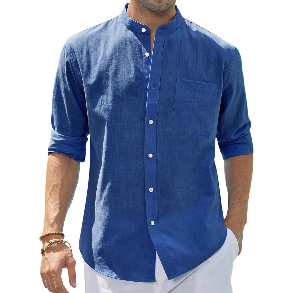 Casual Button Down Linen Shirt for Men