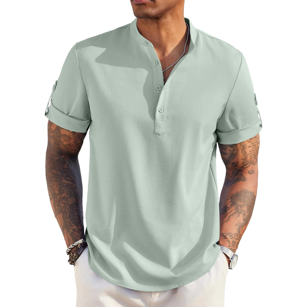 Casual Linen Henley Beach Hippie Summer Shirt