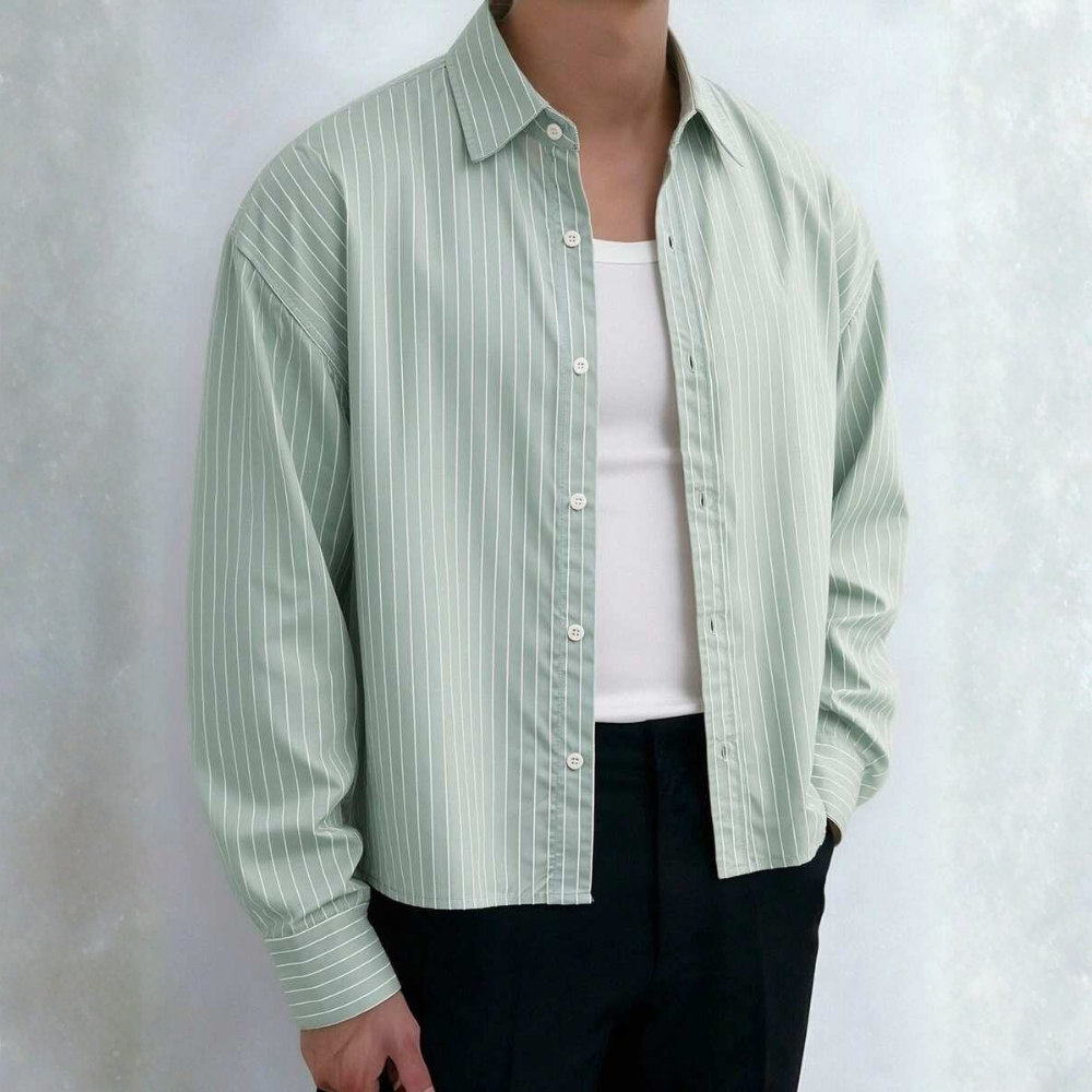 Vertical Striped Long Sleeve Casual Shirt For Men
