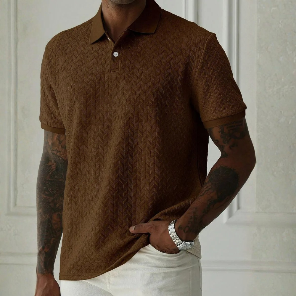 Textured Short Sleeve Polo Shirt For Men