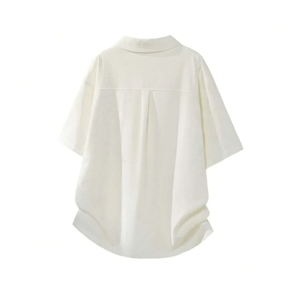 Loose Fit Faux Linen Men Vacation Shirt