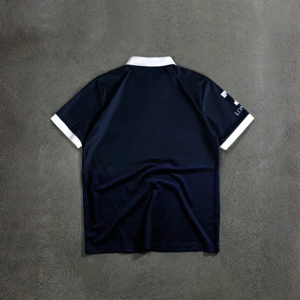 Letter Printed Front Buttoned Short Sleeve Polo Shirt