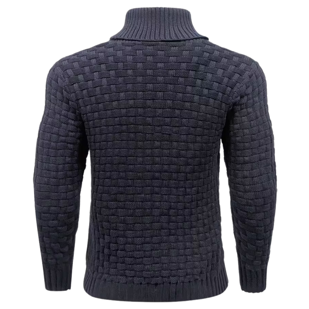 Casual Waffle Knit Lapel Button Sweater For Men
