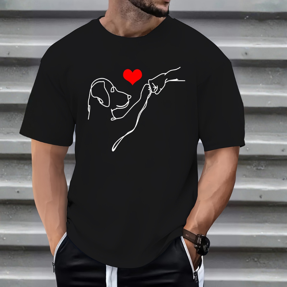 Casual And Versatile Short Sleeve Dog Printed T Shirt