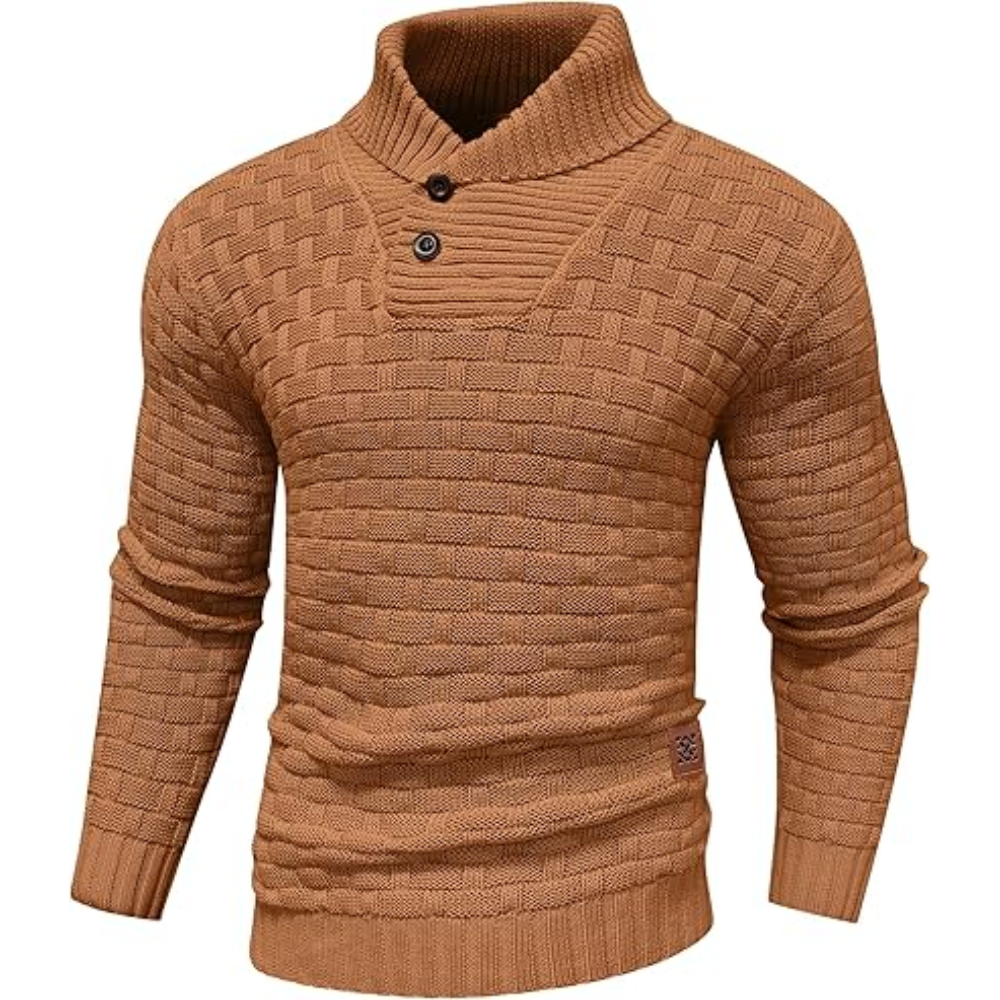 Men's Turtleneck Sweater Shawl Collar Pullover Sweaters Regular Fit Knitted Tops