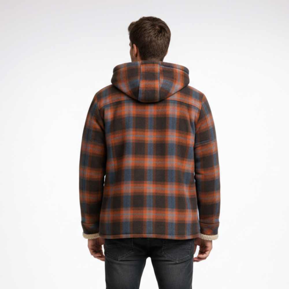 [Copy]Men's Long Sleeve Quilted Lined Flannel Shirt Jacket with Hood