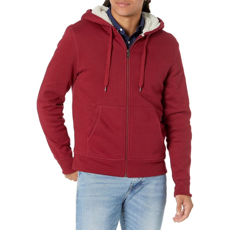 Hoodie For Men, Sherpa-Lined Full-Zip Fleece Sweatshirt