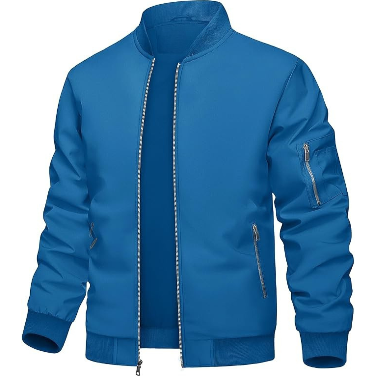 Lightweight Zip Up Bomber Jacket With Utility Pocket For Men
