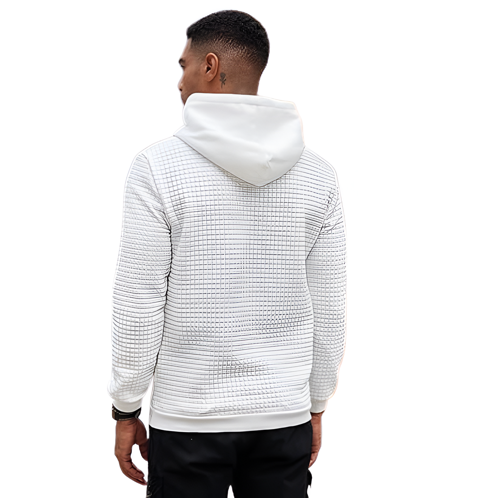 Mens Hooded Sweatshirt Casual Long Sleeve Drawstring Waffle Knit Pullover Hoodies