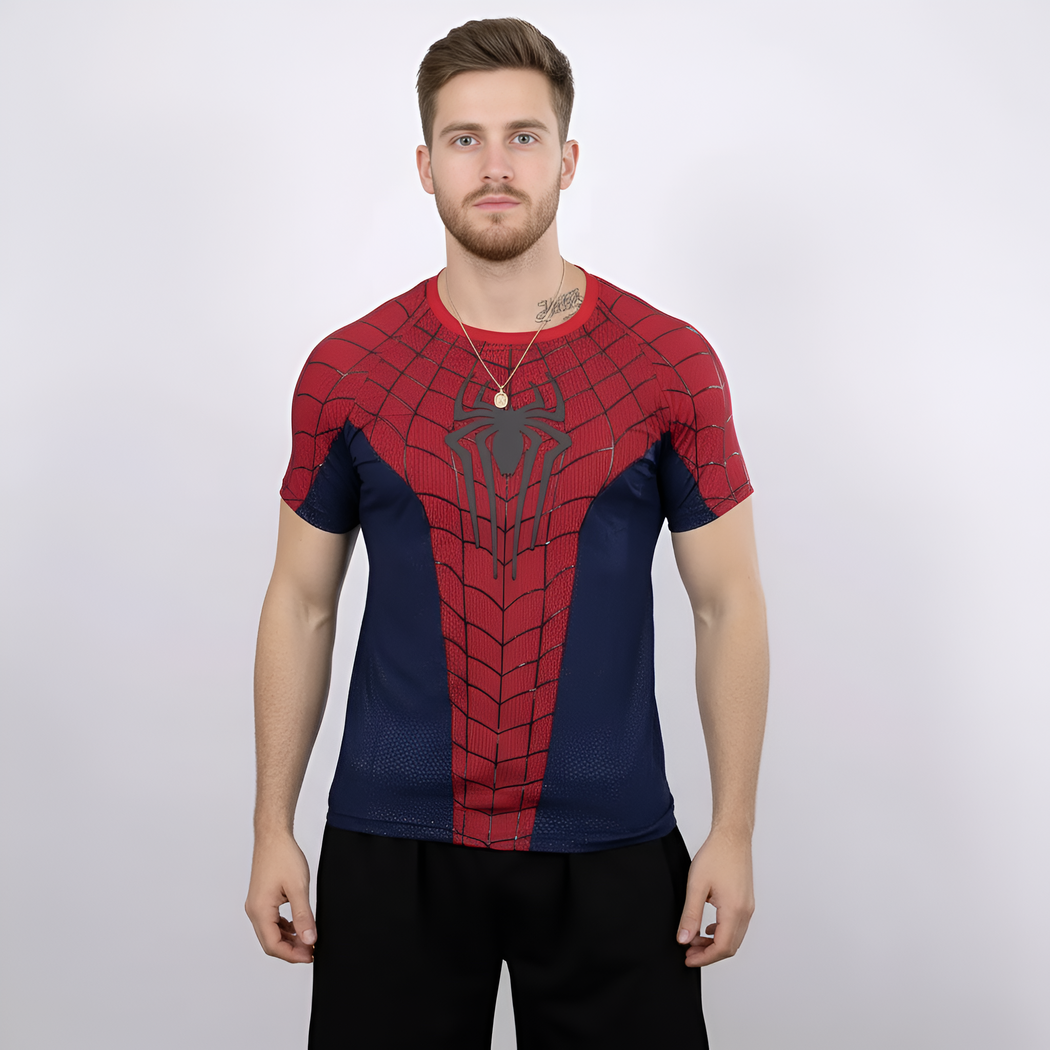 Superhero Design Compression Shirt Set For Gym And Training