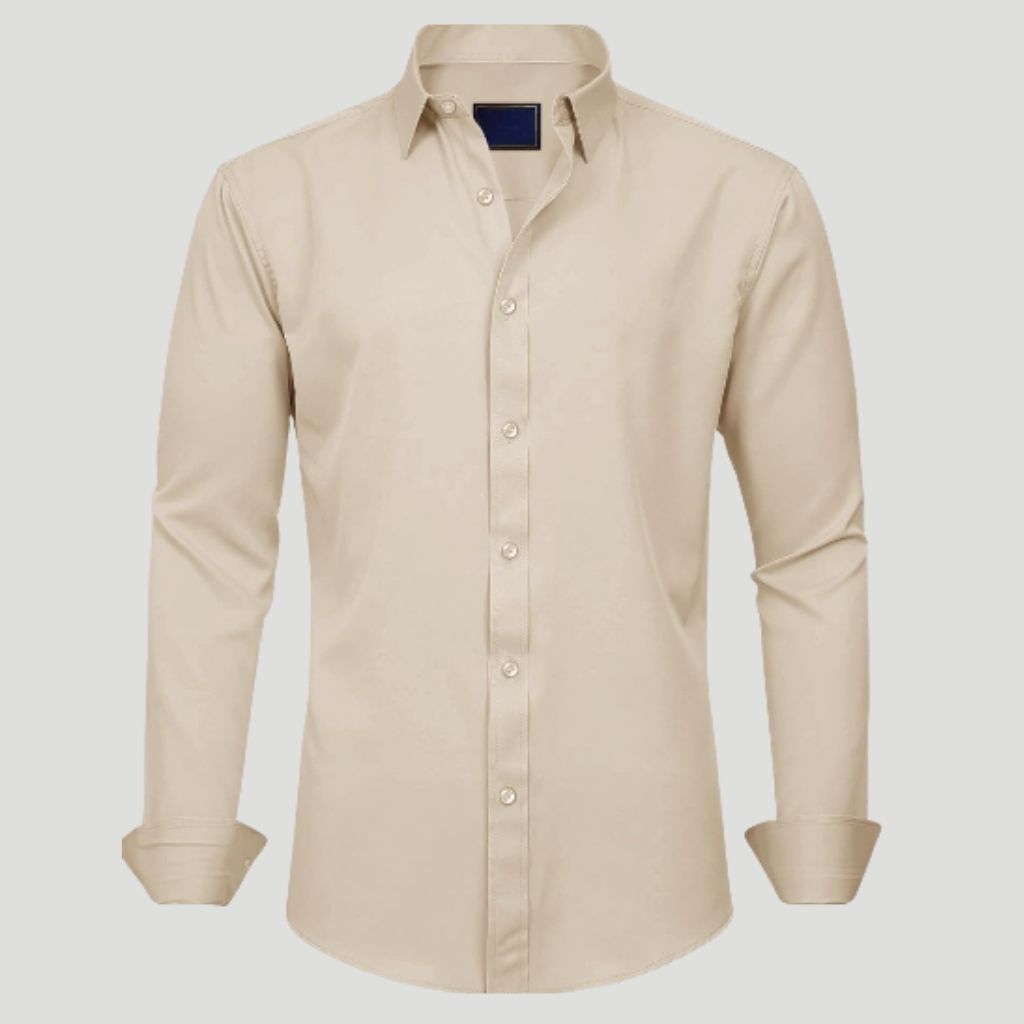 Mens Dress Shirt Solid Long Sleeve WrinkleMen Solid Colored Long Sleeve Shirt - Image 12