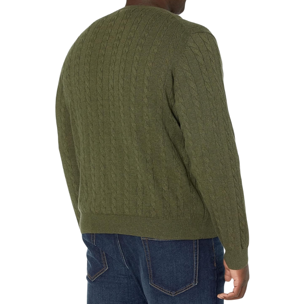 Men's Crewneck Cable Cotton Sweater