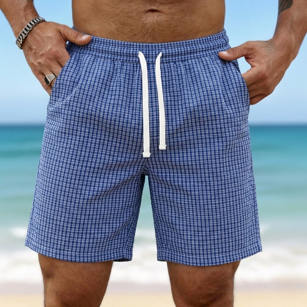 Striped Print Drawstring Casual Vacation Shorts For Men